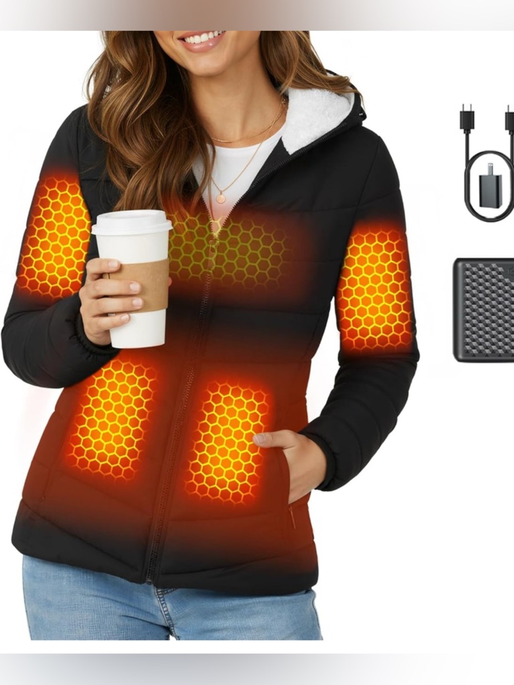 Genovega graphene women heated jacket with battery.  Size small.  New with tags